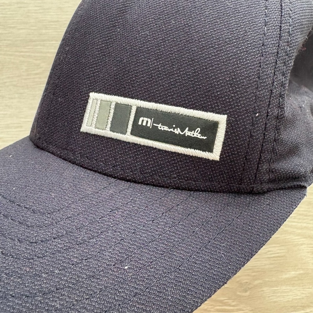 Travis Mathew Mens Navy Blue Flex Fit Outlast Logo Baseball Hat Cap Size S-M - Picture 10 of 13